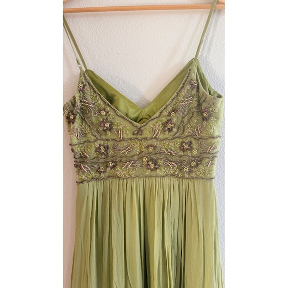 Vintage Sue Wong Nocturne Green Silk Beaded Fairycore Dress Size 6 Y2K - Picture 9 of 11